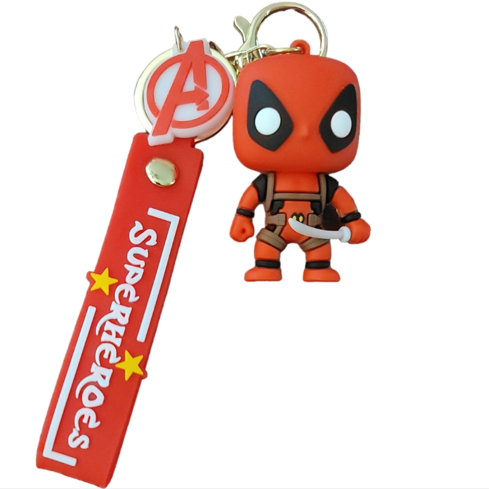 Red Masked Guy Novelty Silicone Cartoon Figure Keyholder Keychain Ring